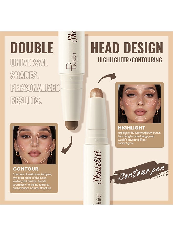 بوداير قلم تحديد وإبراز 2 في 1، قلم تحديد بارد، قلم هايلايتر للمكياج، قلم تحديد برونز مقاوم للماء طويل الأمد، قلم تشكيل الوجه الكريم للسفر رقم 01 - Image 5